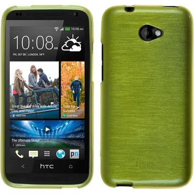 Produktbild von PhoneNatic Case kompatibel mit HTC Desire 601 - pastellgrün Silikon Hülle brushed + 2 Schutzfolien