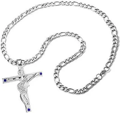 Image de Johnny Hallyday Pendentif Croix Collier Argent Métal Rocker Signature
