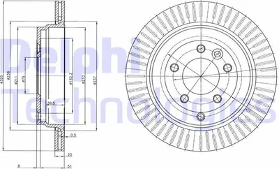 Produktbild von 2x DELPHI Bremsscheibe BG4020C für LAND ROVER Range Rover Sport (L320) 59 5mm