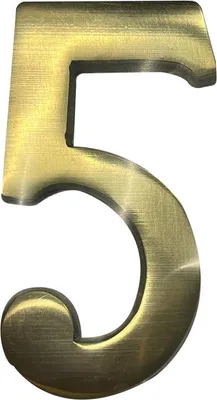 Immagine prodotto di Numero 5 in ottone lucido 10 cm fissaggio invisibile