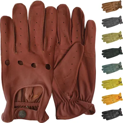 Produktbild von Herren Driving Autofahrer-Handschuhe Lederhandschuhe, Größe:11=2XL, Farbe:Rotbraun