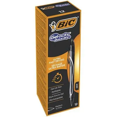 Immagine prodotto di BIC Gel-ocity Quick Dry Nero Penna a sfera retrattile a clip Medio 12 pz