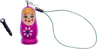 Produktbild von Matroschka Babuschka Handyanhänger Anhänger russische Puppe Holz Bell lila