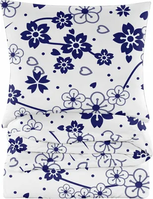 Produktbild von Bettwäsche - 220x200 cm - Bettbezug und Kissenbezügen Set - Blumen - Weiß-blau - Mikrofaser Baumwolle - 2 Kissenbezüge 70x80 cm