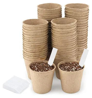 Obrázok produktu pre Ponožiteľné kvetináče, rozložiteľné, 8 cm, 100 kusov, vrátane sadeníc