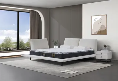 Produktbild von Weißes Schlafzimmer Polsterbett Designer Textilbetten Metallfüße
