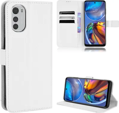 Produktbild von König Design Hülle kompatibel mit Motorola Moto E32 Kunstleder Handyhülle - Handy Case Weiß