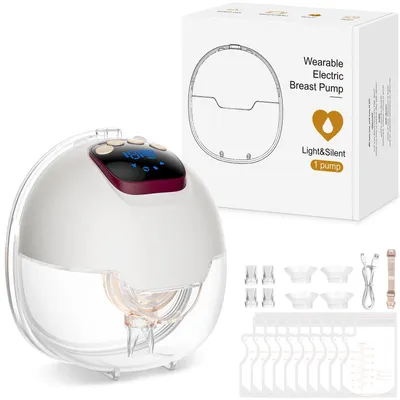 Produktbild von Milchpumpe Elektrisch Tragbare Elektrische Brustpumpe Freihändig 4 Modi & 15 Stufen mit LED-Anzeige, BPA Frei, Schmerzfreie Handsfree Milchpumpe mit 18/20/22/24 mm Flansch (1 Pack) – White--1pcs