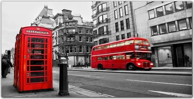 Produktbild von Coloray - Bild aus Glas - Glasbilder - 100 x 50 cm - Glasblock mit Bild Gehärtetes Glas Wohnzimmer Dekoration Wanddekoration Küche - City Of London Bus