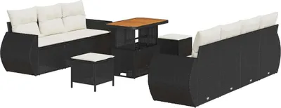 Produktbild von vidaXL Gartensofa-set mit Kissen 10 pcs Schwarz Poly-Rattan