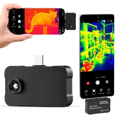 Obrázok produktu pre Termovízna kamera pre Android a iOS, super rozlíšenie 512 x 384, obnovovacia frekvencia 25 Hz; infračervená termovízna kamera pre smartfóny a tablety, IR rozlíšenie 256 x 192, teplotný rozsah -20 °C až 550 °C a 6 farebných paliet