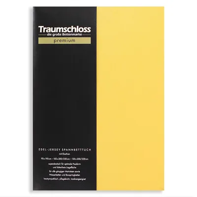 Produktbild von Traumschloss Premium Edel-Jersey Spannbettlaken 140-160 x 200-220 cm gold 165g/m², 95% gekämmte Mako Baumwolle, 5% Elasthan