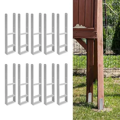 Obrázok produktu pre Sada 10 kusov H-kotiev, 81 x 600 mm – Držiaky H-profilov pre plotové a drevené stĺpiky, robustné kotvy pre záhradné ploty, kryté parkoviská, altánky a drevostavby