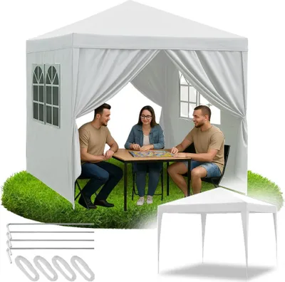 Produktbild von Gartenpavillon, Gewerbezelt, Partypavillon, 4 Seitenwände, Fenster, XXL