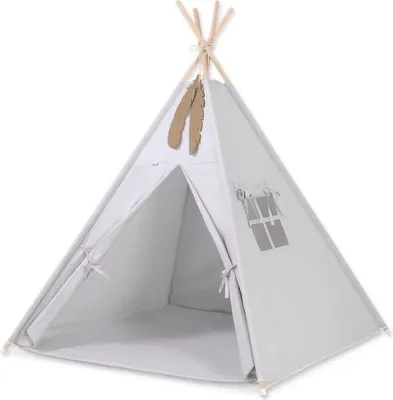 Immagine prodotto di Tenda teepee grigia per bambini - tenda da gioco - con Speelmat, cotone robusto e lavabile