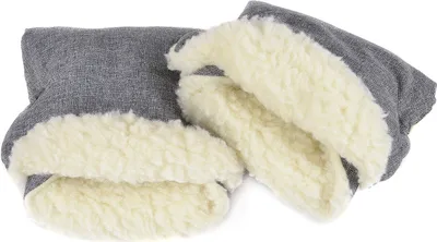 Produktbild von Handmuff, Grau Len, mit Fleece, Handwärmer für Herbst und Winter, Acrylwolle [073]