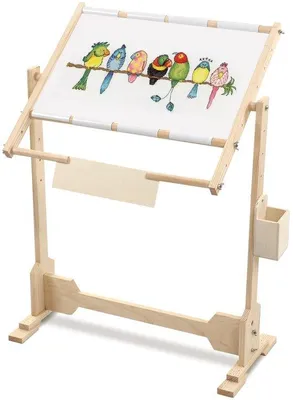 Produktbild von Famanu Kreuzstichrahmen - Verstellbar und drehbar - 80 cm hoch - Natürliches Holz