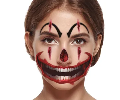 Obrázek produktu pro Dočasné tetování na obličej klaun - horor - Halloween - 6 ks