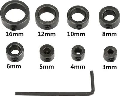 Produktbild von INF 8-teilige Bohrer-Tiefenstoppringe 3-16 mm mit Schraubenschlüssel