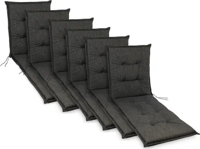 Produktbild von sunnypillow 6 Stück Liegenauflage 190 x 60 Auflage Polster für Gartenmöbel extra dick 9cm UV-Lichtecht Polsterauflagen für Gartenliege Sonnenliege Liegestuhl Kissen Anthrazit