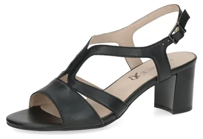Produktbild von Caprice Damen Sandale mit Absatz aus Leder, Schwarz (BLACK NAPPA), 40