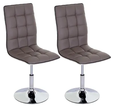 Produktbild von 2er-Set Esszimmerstuhl, höhenverstellbar und drehbar, Kunstleder - - Taupe-grau