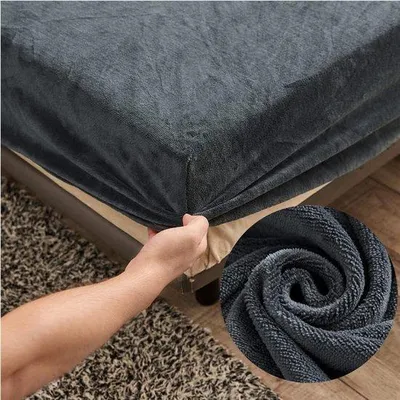 Productafbeelding van Samt hoeslaken 90x200 cm Warm Winter badstof, Ultra zacht Microfleece pluche donkergrijs voor boxspringbed, Hoogte 25-30 cm, Perfect voor een