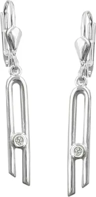 Produktbild von Ohrhänger Ohrringe Brisur mit Zirkonia 925 Silber glänzend schmal Damen