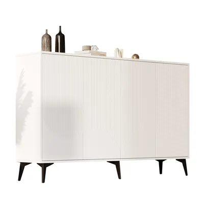 Produktbild von Merax Sideboard Kommode mit verstellbaren Einlegeböden, Multifunktionales Highboard mit Metallbeine, Stauraum für Wohnzimmer, Esszimmer und Küche Weiß