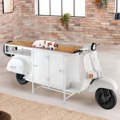 Produktbild von Retro-Bar Tresen Theke SCOOTER 250cm weiss