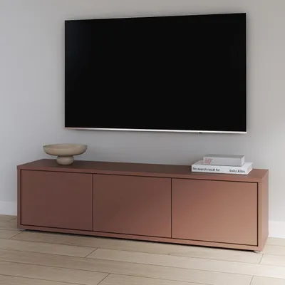 Produktbild von Forte ALICE SPRINGS TV-Schrank 150 160, modernes Lowboard mit 3 Türen, Wohnzimmer, Holzwerkstoff, Terrakotta, 154,2 cm breit x 41,5 cm hoch x 34,9 cm tief