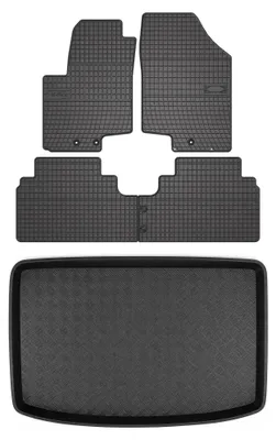Produktbild von Gummimatten + Kofferraumwanne für Kia Venga 2009-2017 (oberer Ladeboden) – Schwarz, passgenau – Wielganizator SolidPRO