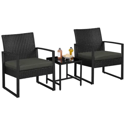 Produktbild von Yaheetech Gartengarnitur Polyrattan Sitzgruppe 3-teilig Balkonset Balkonmöbel Set Gartenmöbel Rattanoptik Loungeset Terrassenmöbel Wetterfest