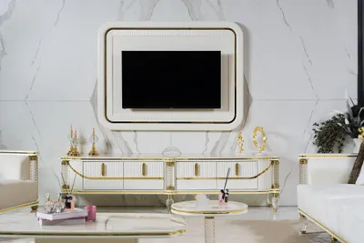 Image de Meuble TV haut de gamme rtv cadre TV meuble bas support TV blanc meuble de salon neuf
