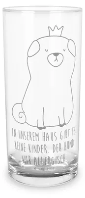 Produktbild von Mr. & Mrs. Panda Glas Mops Krone 400 ml - Transparent - Geschenk, König, Hund, Wasserglas, Trinkglas, Allergisch, Sprüche, Königlich, Haha, Cocktailglas, Longdrinkglas