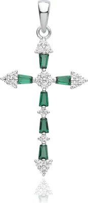 Produktbild von Atemberaubender 925 Sterling Silber (Rhodiniert) Kreuz Damen - Anhänger mit Zirkonia - 34mm*19mm; TRS36422