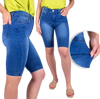 Produktbild von Damen kurze Jeans-Bermudashorts elastisch FIRI blau 44 XXL