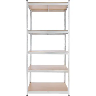 Obrázok produktu pre AREBOS regály pre vysoké zaťaženie 200x90x45 cm | Nosnosť 1000 kg | 5 MDF dosiek | Jednoduchá montáž pomocou zásuvného systému a bez skrutiek Regály Úložné regály