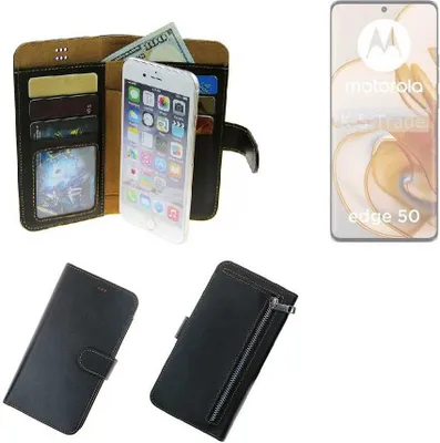 Produktbild von K-S-Trade Schutz Hülle kompatibel mit Motorola Edge 50 Klapphülle Case Phone cover Slim Handytasche Handy Hülle schwarz aus Kunstleder (1 Stk)