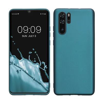 Produktbild von kwmobile Case kompatibel mit Huawei P30 Pro Hülle - Schutzhülle aus Silikon metallisch schimmernd - Handyhülle Metallic Karibikblau