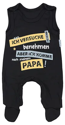 Produktbild von TupTam Unisex Baby Strampler mit Spruch I love Mum and Dad, Farbe: Ich versuche mich zu benehmen... / Schwarz, Größe: 68