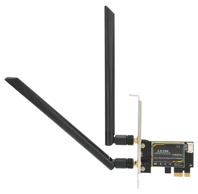 Obrázok produktu pre Pre bezdrôtovú kartu Intel AX200 5G WiFi s dvojitým pásmom a Bluetooth 5.1 (PCIe) s anténou pre stolné počítače s Windows 10 (64-bitová verzia) / pre počítače s Linuxom