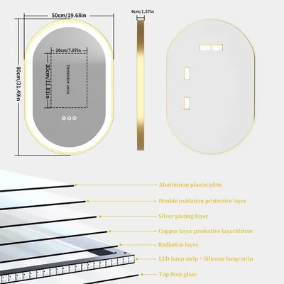 Immagine prodotto di Specchi da bagno - Specchi - Specchi con illuminazione - Specchi intelligenti - Specchio da bagno ovale a LED dorato