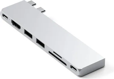 Produktbild von Satechi Pro Hub Slim – USB 4 mit 6K Display-Unterstützung – HDMI-Anschluss mit HDR und HDCP – SD/MicroSD-Kartenslots für gleichzeitigen Zugriff