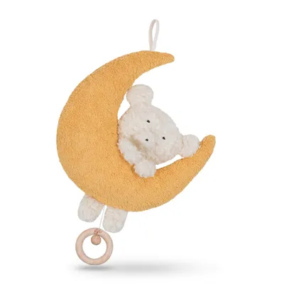 Produktbild von Efie  Baby Spieluhr Teddy auf Mond – Melodie Guten Abend, Gute Nacht, Kuschelspieluhr aus kbA Baumwolle,  Germany