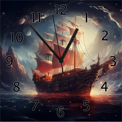 Produktbild von Wallario Design Wanduhr Kosmische Seefahrt aus Echtglas, Größe 30 x 30 cm