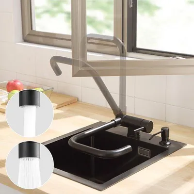Produktbild von Schwarze Klappen-Küchenarmatur 180° Drehbar