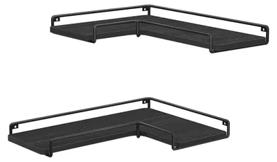 Produktbild von Wandregale 2er-Set – schwebende Regale – Spanplatte und Stahl – schwarz – 40 x 29 x 14 cm