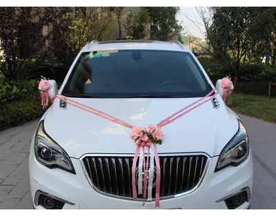 Produktbild von Autoschmuck Hochzeit Rosa - Motorhaubendekoration mit Rosen und Schleifen