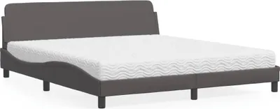 Image de vidaXL Lit avec matelas "Dover" Gris 180x200 cm Similicuir